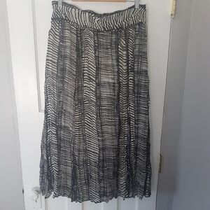 Chapter One Boho Geometric Flowy Midi Skirt Black White Mob Wife Sz 2XL